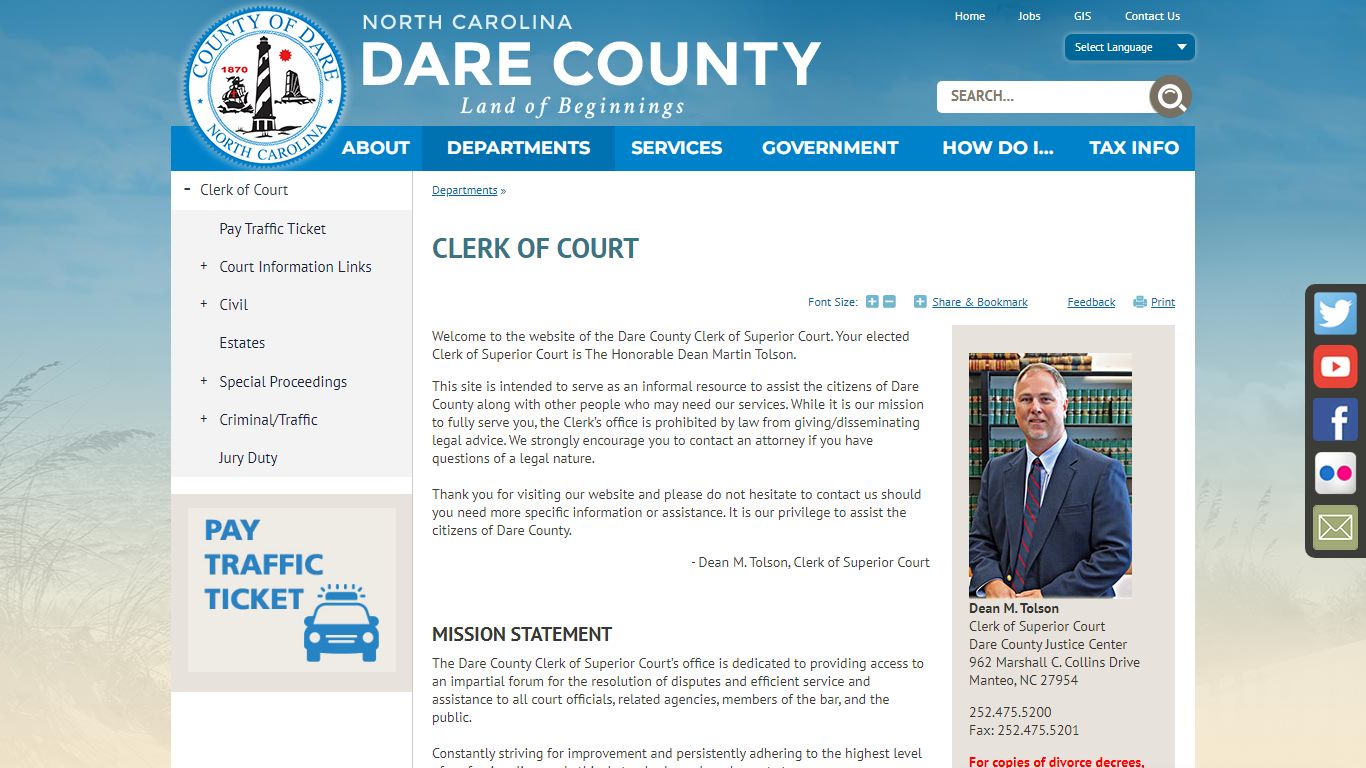 Clerk of Court | Dare County, NC - Dare County, North Carolina